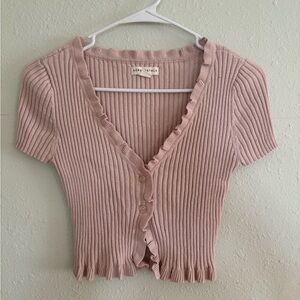 Aeropostale Blush Ribbed Knit Top